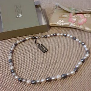 20" Cultured Pearl Graduated Ringed Necklace